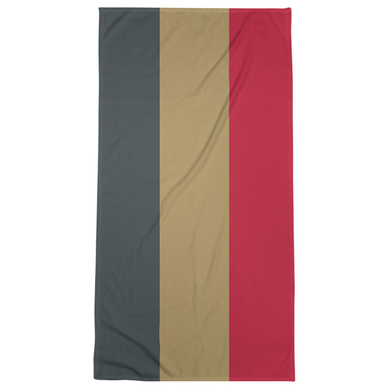 Lightweight Bath Towel, Steel Gray/Gold/Red, Microfiber