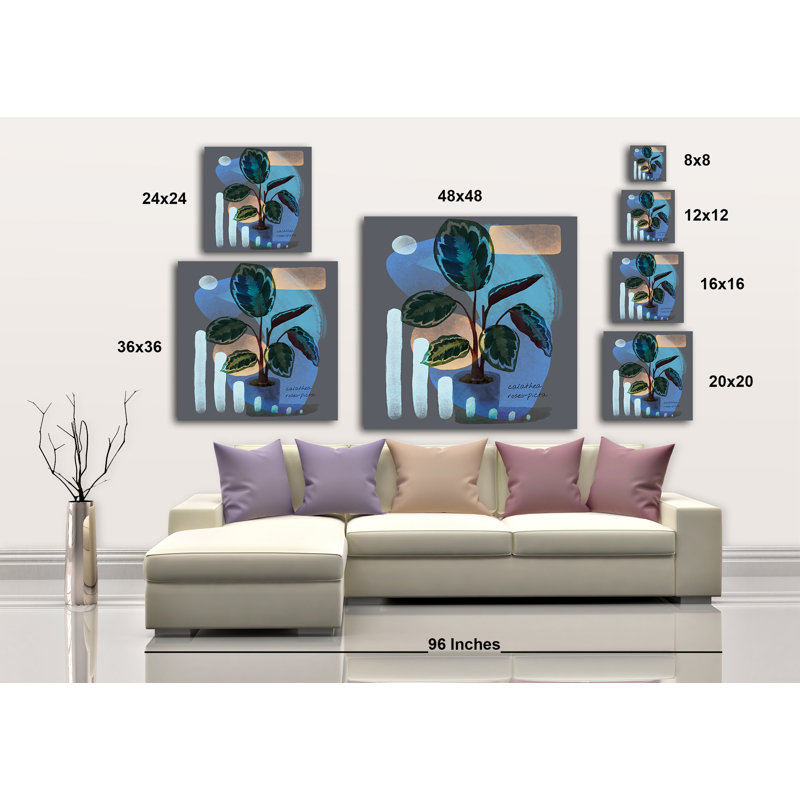 «Abstract Calathea Roseo-Picta», reproduction sur toile tendue, H 8 po x l 8 po x P 1,5 po