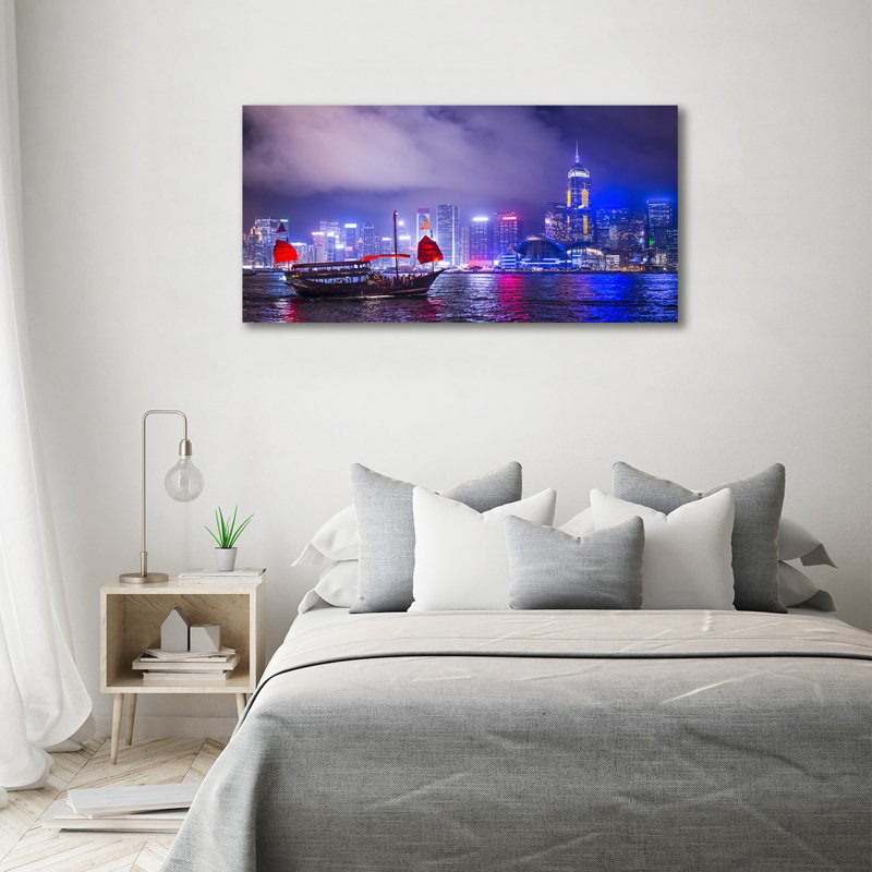 Hong Kong By Night - No Frame Print on Canvas