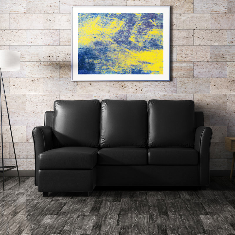 Sula Faux Leather L-Shaped Sectional Reversible, Dark Gray