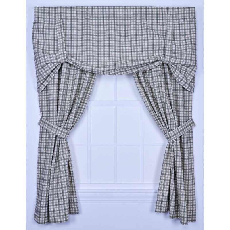 Ybanez 100% Cotton Semi Sheer Curtain Pair, 68" W x 84" L, Green