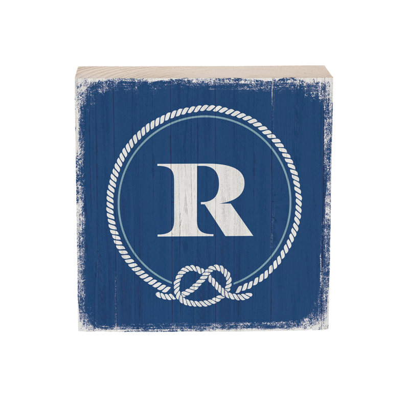 Coastal Wooden Plock Monogram Nautical 6" R