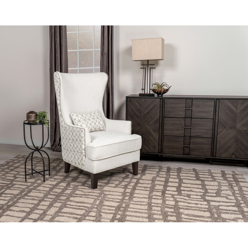 Sonali Upholstered High Wingback Accent Chair Latte, Beige Polyester