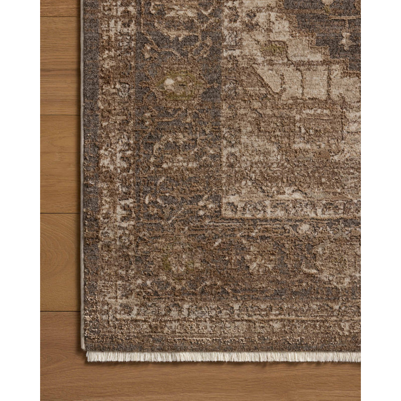 Loloi Haywood Charcoal / Mocha Area Rug, Square 1'6"