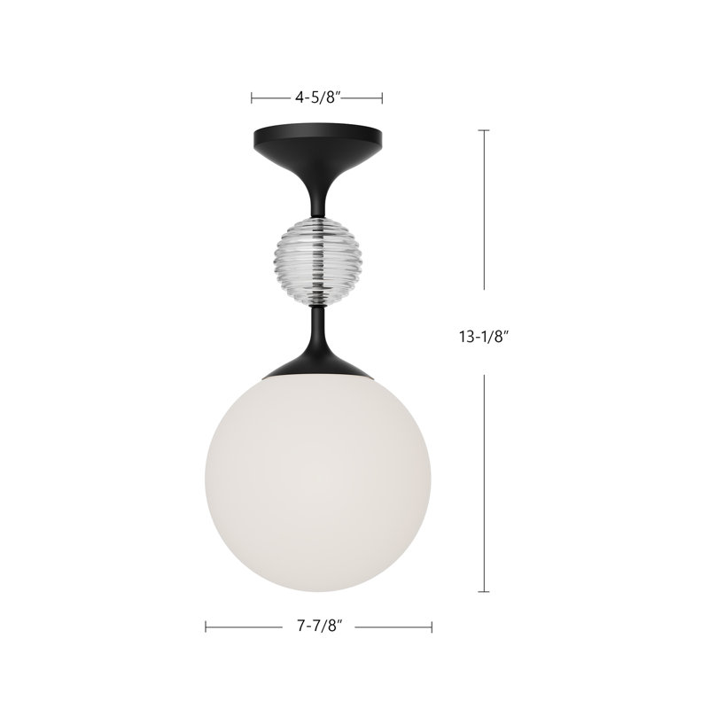 Celia Glass Semi Flush Mount, Matte Black