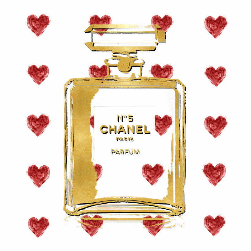 Perfume With Red Hearts - Wrapped Canvas Print, 30cm H x 30cm W