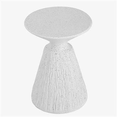Outdoor White Marble Retro Speckled Textured All-Weather MGO Side Table – Indoor End Table for Home, Office, Living Room & Patio Decor
