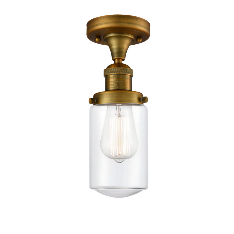 Plafonnier semi-encastré 4,5 po Saroyan, Ampoule non incluse, Transparent, Laiton brossé