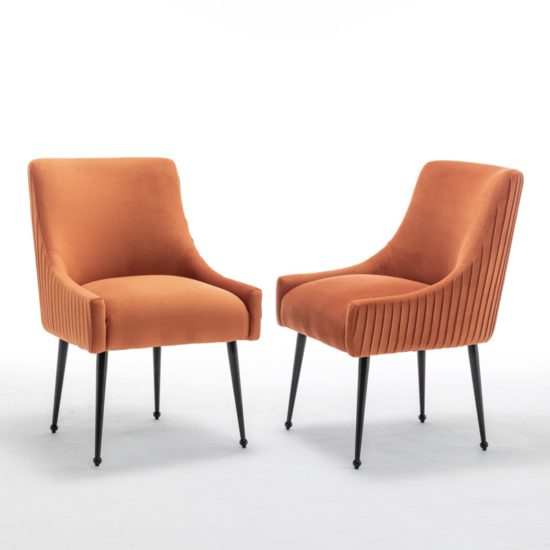 Axia Velvet Dining Chair, Orange, 2