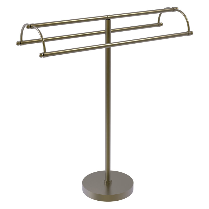 Porte-serviettes sur pied à double accoudoirs, Laiton antique