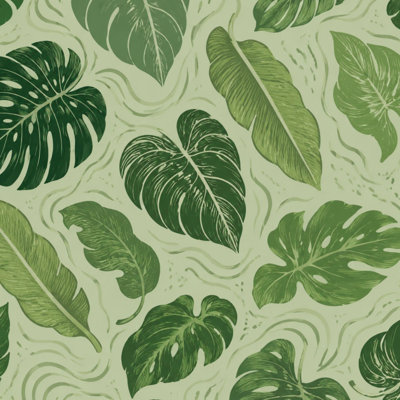 Peel and Stick Wallpaper palm Green Tropical Leaves Light Botanical Contact Paper Removable Self Adhesive Wall Mural Wall Decor for Bedroom Kitchen Cabinets 17.7in x 118in