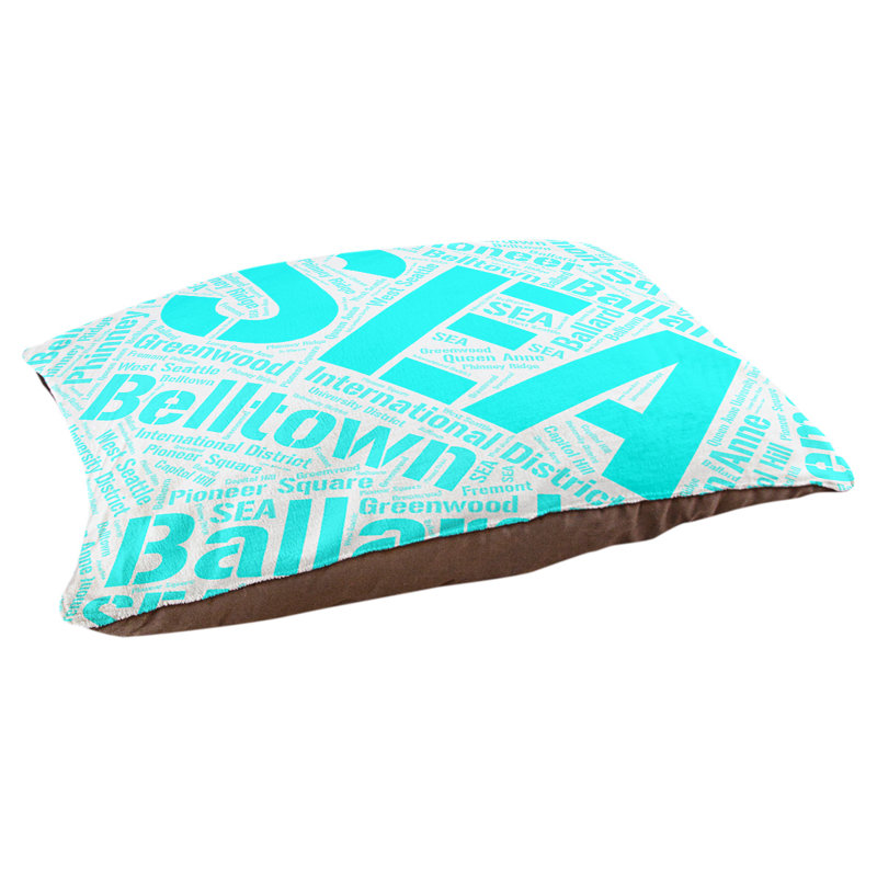 Coussin de chien « districts », Très grand (H 17 po x l 50 po x P 40 po), Cyan, Seattle
