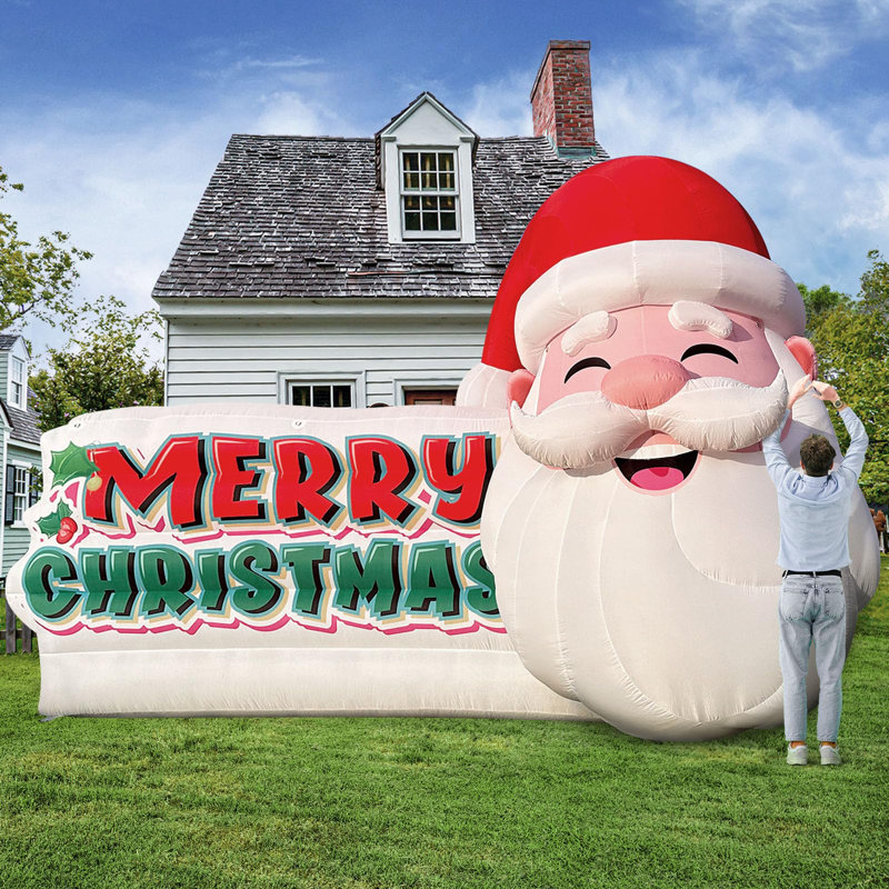 Père Noël gonflable 21 x 13 pi avec décoration de Noël pour jardin extérieur à DEL intégré