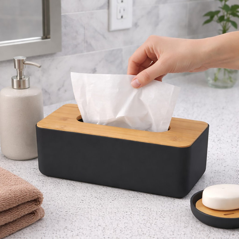Padang Tissue Box Cover, Black