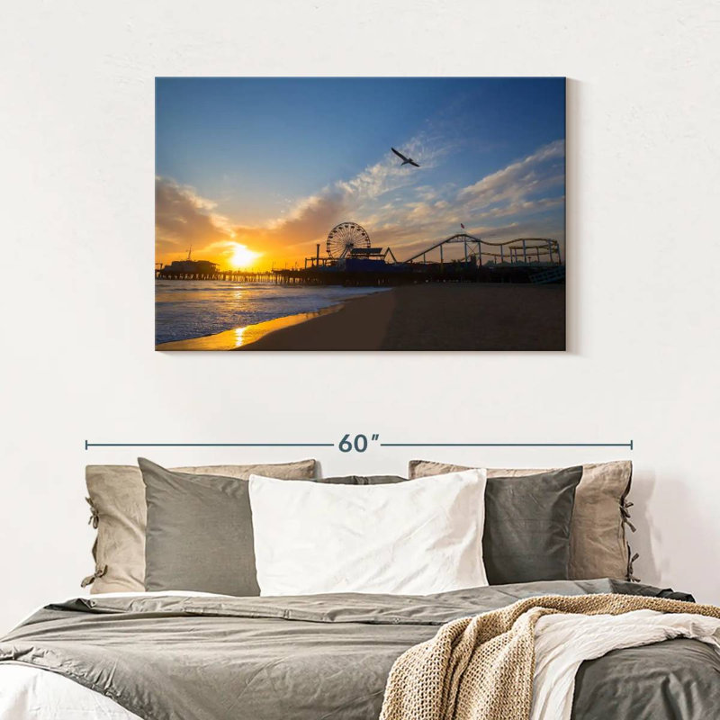 Scène de plage Gillard Santa Monica, H 30 po x l 45 po