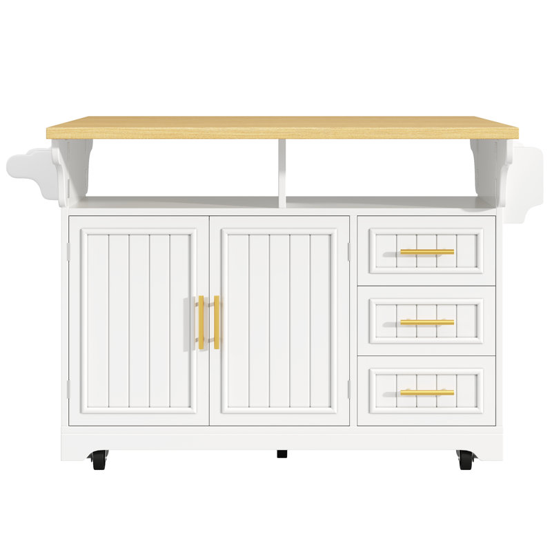 143 cm W Kitchen Island with, White