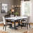 Fonio Marble Top Solid Wood Base Dining Table-1900555885