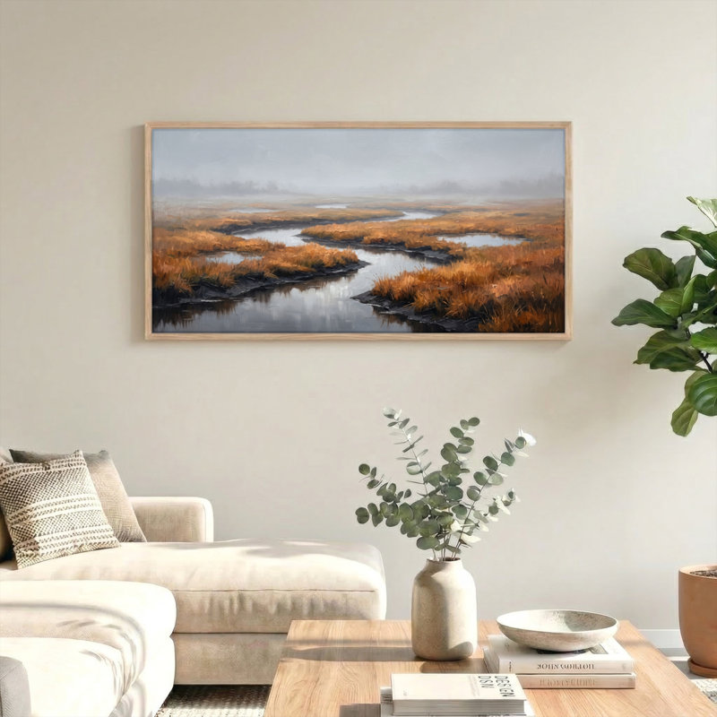Ensemble de 1 tableau sur toile Misty Marsh, 58“W x 28”H, Natural