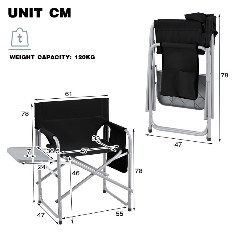 Bribie Folding Director Chair, Black