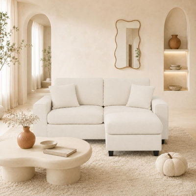 L Shaped Sectional Sofa with Ottoman, Small Couch for Living Room