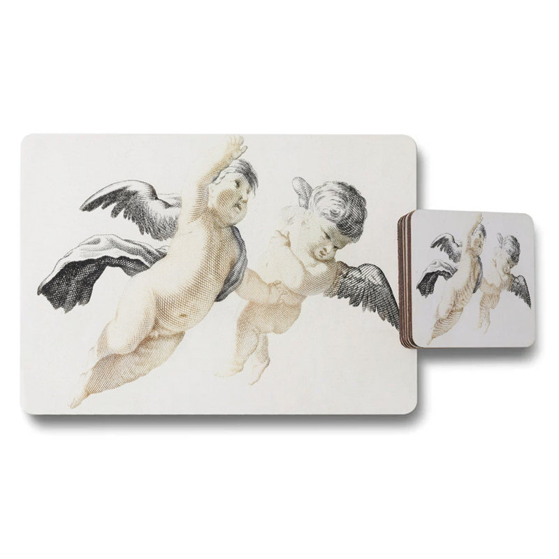 Cherub Angel Placemats And Coasters Set With Vintage Artwork