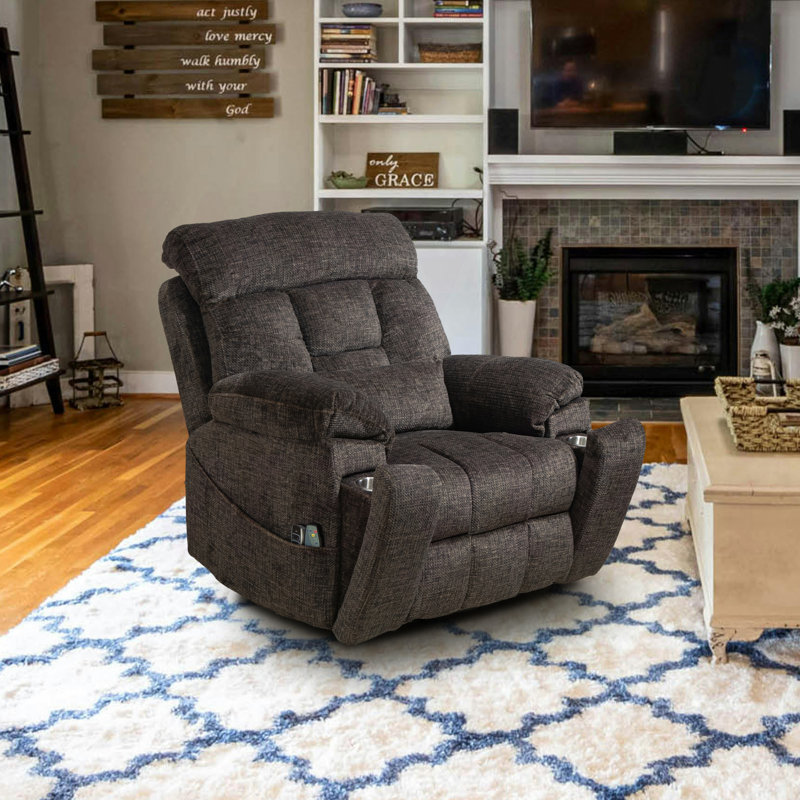 Muli 41.00 W 4 Large Power Recliner with Lift Assist,Cup Holders, Dark Brown