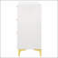 Commode rectangulaire blanche à 6 tiroirs avec rangement généreux et élégantes décorations dorées Karena-939822717
