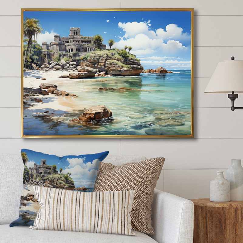 «Mexico Tulum Serenity», reproduction d'art sur toile, H 34 po x l 44 po, Cadre photo argenté