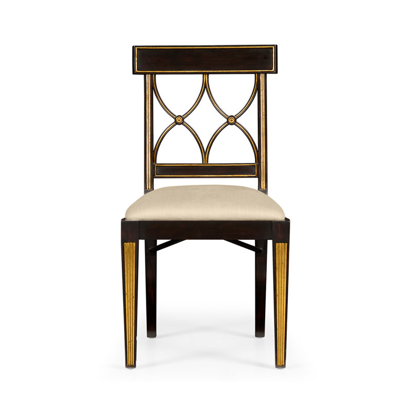 Buckingham 19.5'' H Mazo Upholstered Side Chair, Tan, Ebonized