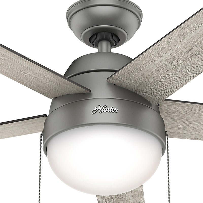 46" Silver and Light Gray Oak Ceiling Fan with LED Light Kit