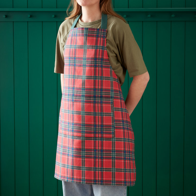 Christmas Tartan Check Cotton Kitchen Adult Apron