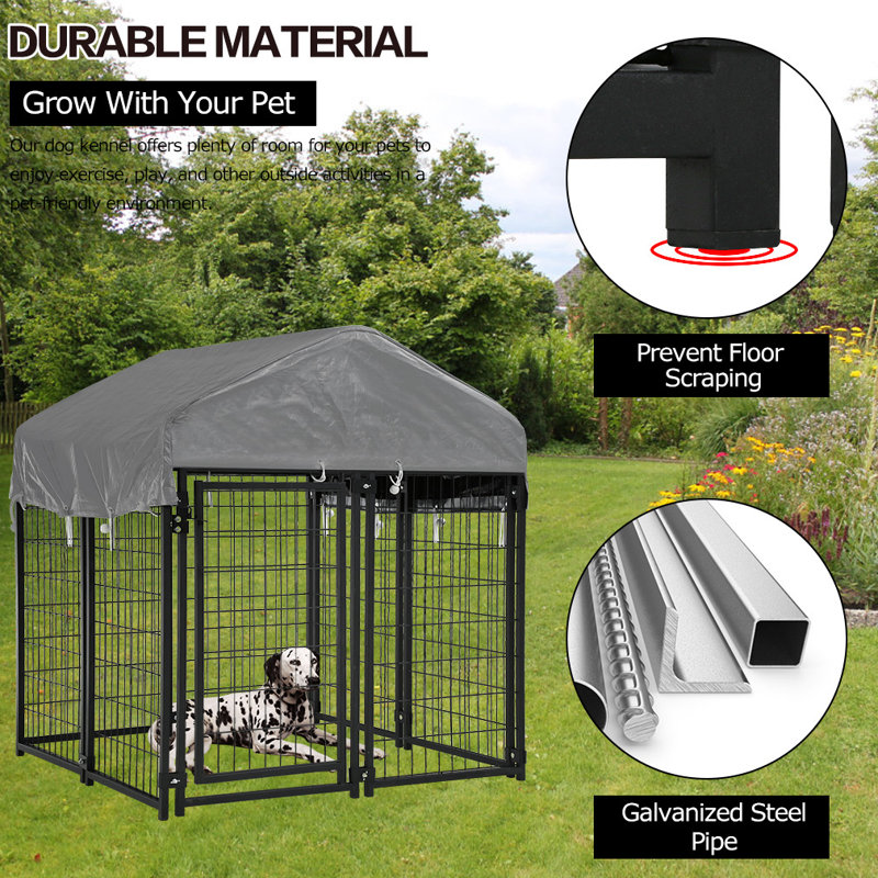 Clôture pour chien, enclos extérieur pour chien, H 7 pi 5 po x l 3 pi 8 po x P 5 pi 8 po