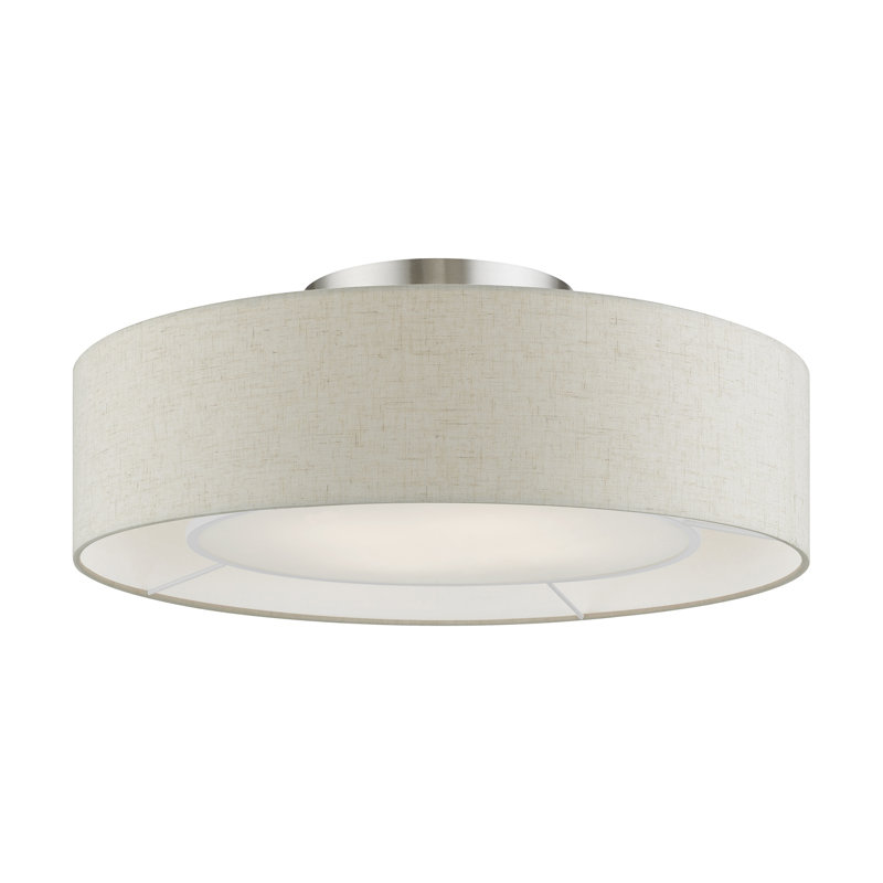 Plafonnier semi-encastré 4 lumières Atef Aprilann, Nickel brossé / blanc brillant