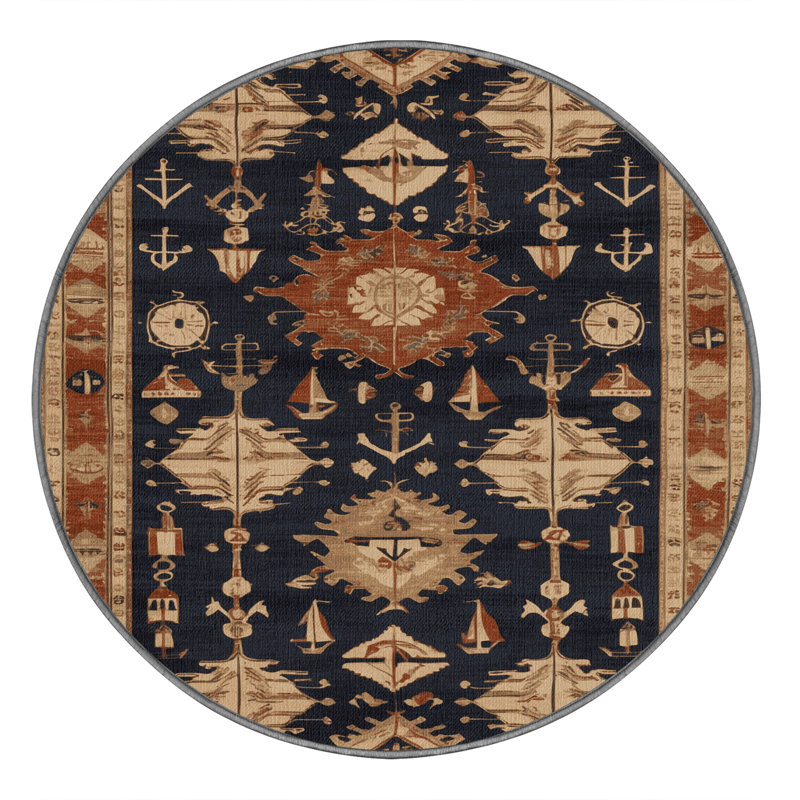 Tapis turc gris lavable à la machine, Rond 5 pi