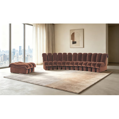 Canapé incurvé entièrement modulaire avec modules ottomans