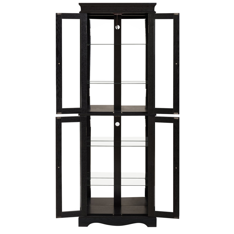 Vitrine lumineuse en verre avec cadre en bois - Rangement en verre élégant pour le vin