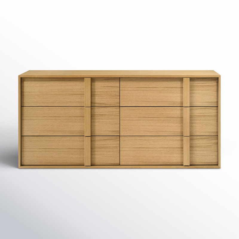 Alvarez 65'' W 6-Drawer Double Dresser, Oak