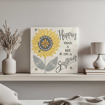 Happier Than a Bee on a Sunflower by Deb Strain Art Print