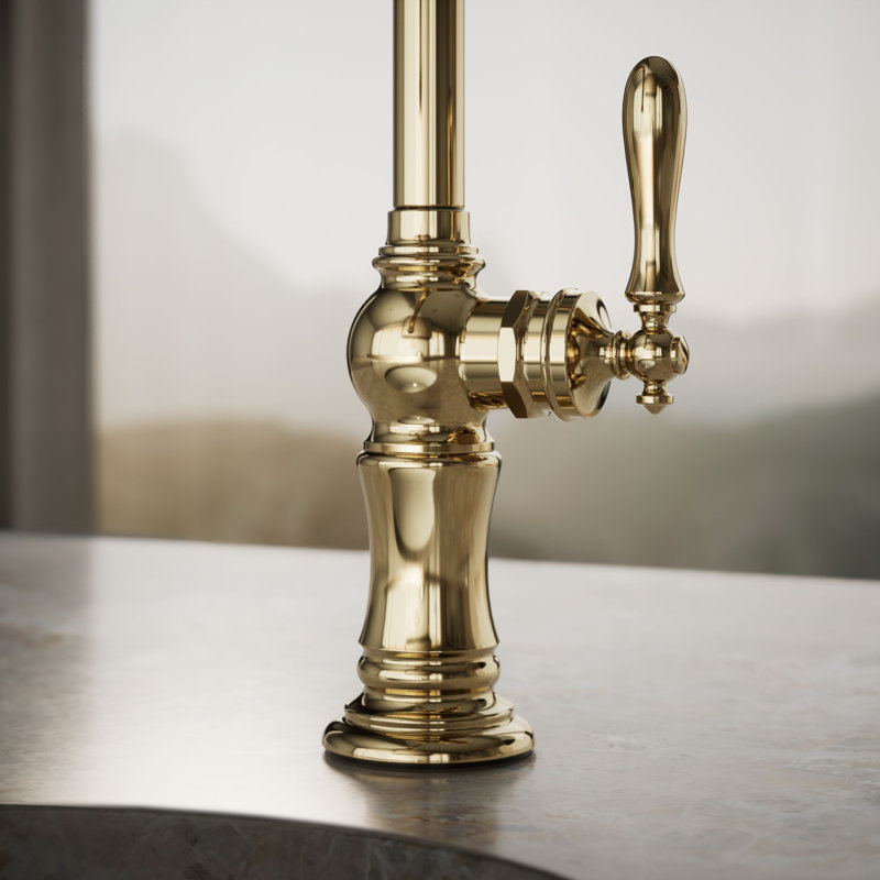 Artifacts® Single-Hole Bar Faucet with Supply Lines, French Gold