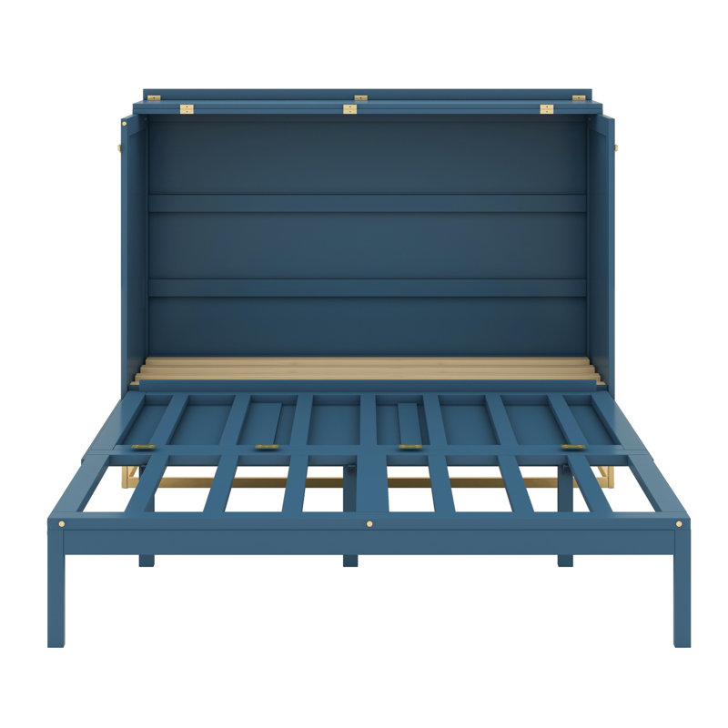 Lit escamotable élégant avec pieds en fer, Blue
