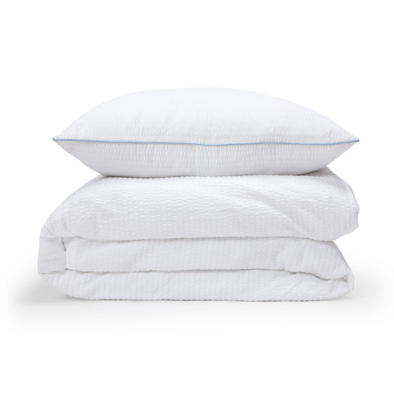 Emily Duvet Cover, White/French Blue, Twin Duvet Cover + 1 Standard Sham