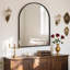 Miroir rétro avec cadre orné - Miroir arqué en métal pour décoration murale-378056409-378056359