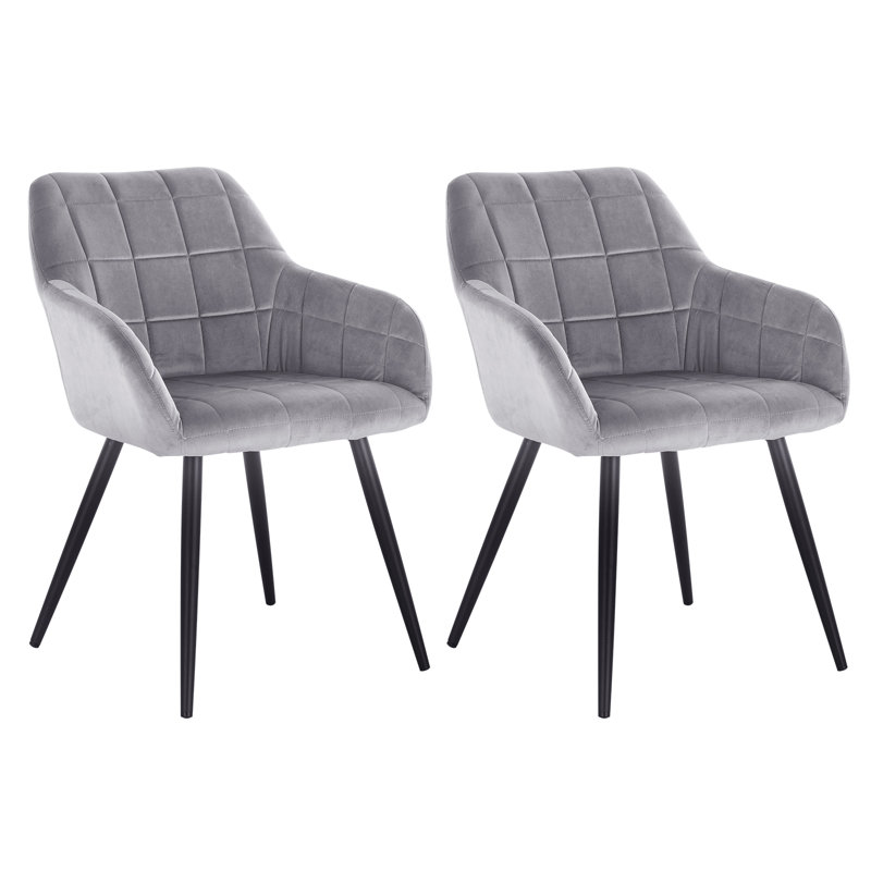 Palumbo Upholstered Dining Chair, 2, Grey, Black