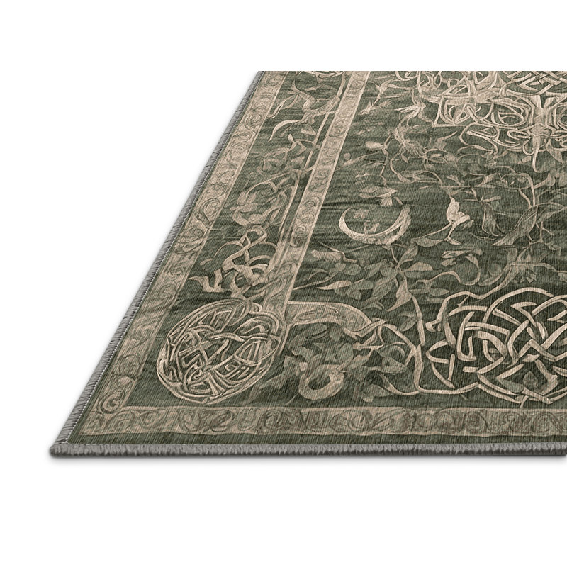 Machine Washable Brown Area Rug, Rectangle 5' x 7'