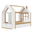 Lit plateforme simple en bois massif avec tiroirs et tablettes, conception enfantine pour les chambres confortables et organisées-183097064