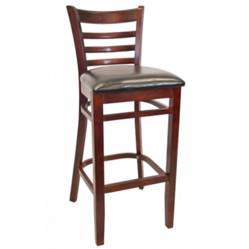 29" Solid Beechwood Bar Stool, Black, Dark Mahogany