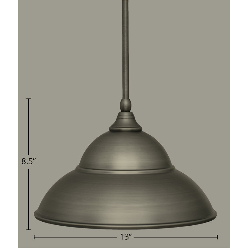 Stem Hung Mini Pendant Shown With Double Bubble Metal Shade, Brushed Nickel, 8.5" H x 13" W