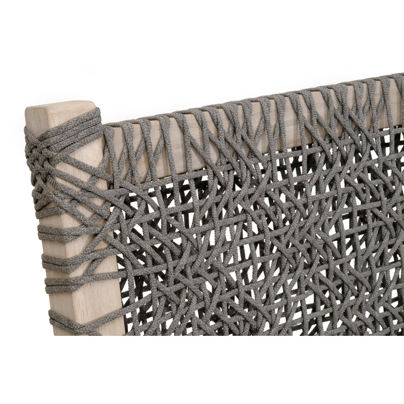 Gray Teak Outdoor Sofa with Woven Accents