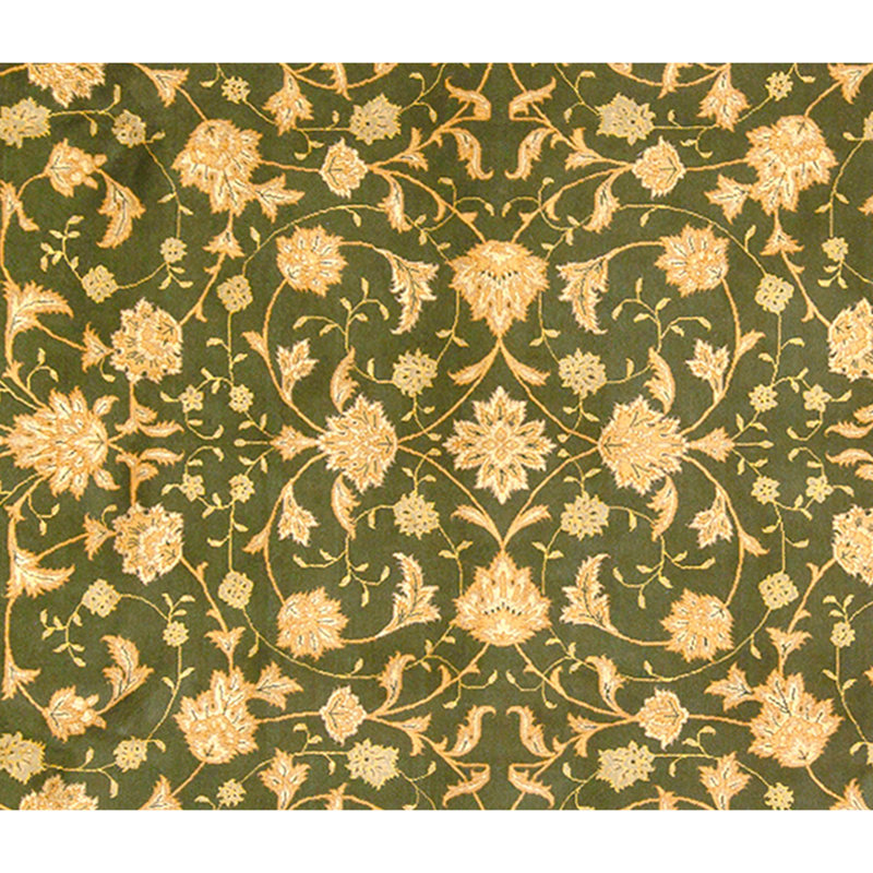 Tapis vert olive de haute qualité noué à la main
