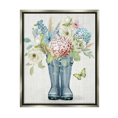 " Rain Boots Flower Bouquet " Watercolor Painting